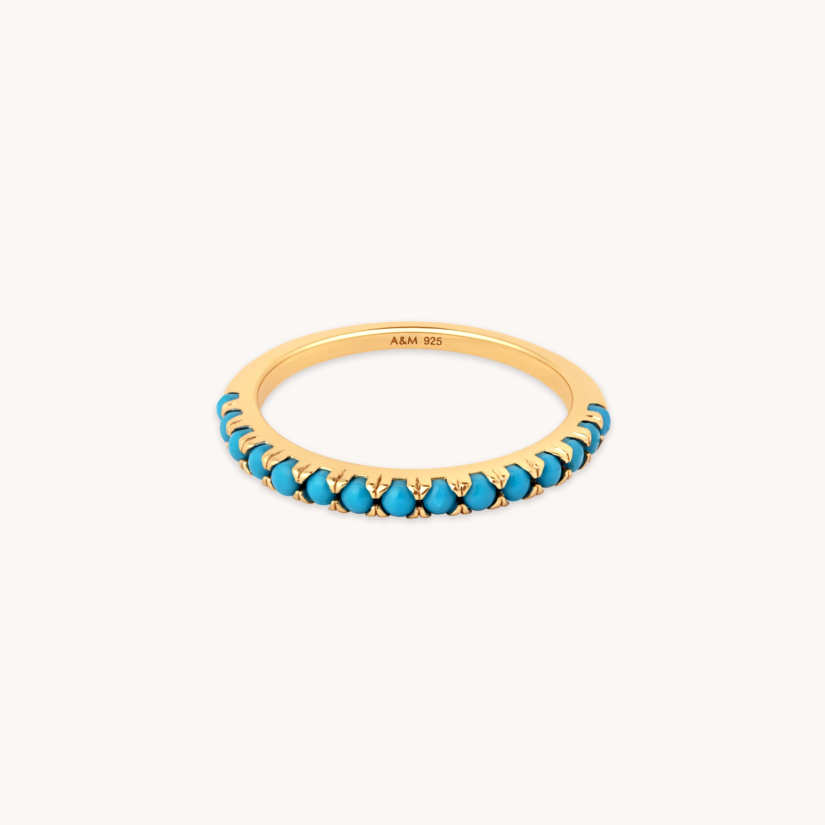 18k Gold Plated Jewellery - Turquoise Band Ring in Gold - Rings - Astrid & Miyu