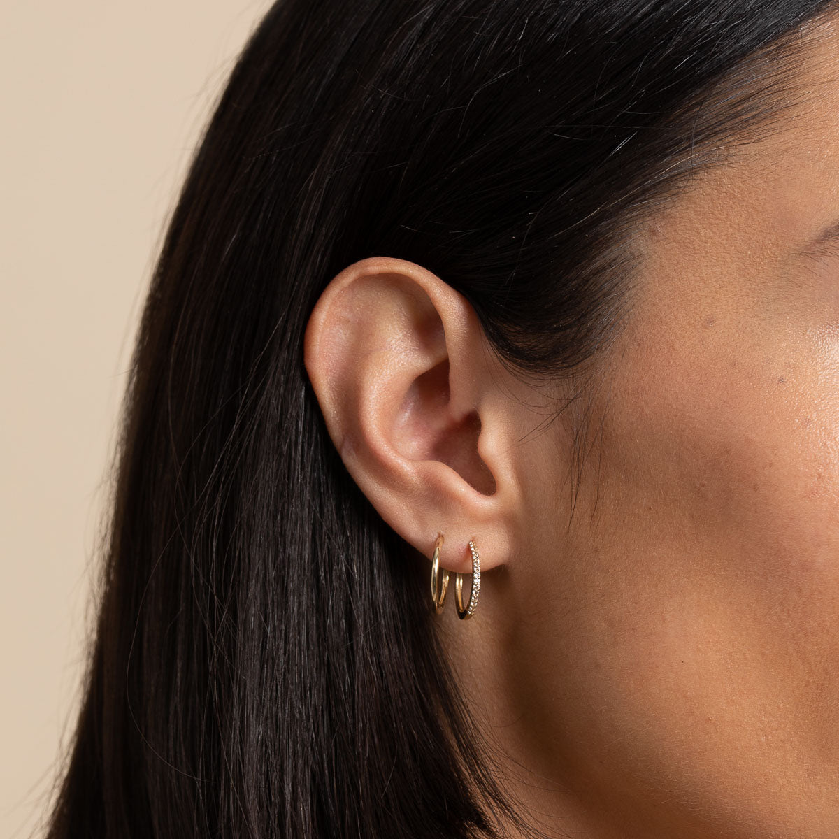 April White Topaz - Topaz 12mm Hoops in Solid Gold - Hoop Earrings - Astrid & Miyu