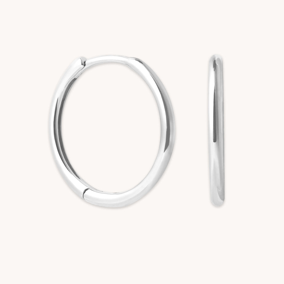 Earrings - Simple 12mm Hoops in Solid White Gold - Hoop Earrings - Astrid & Miyu