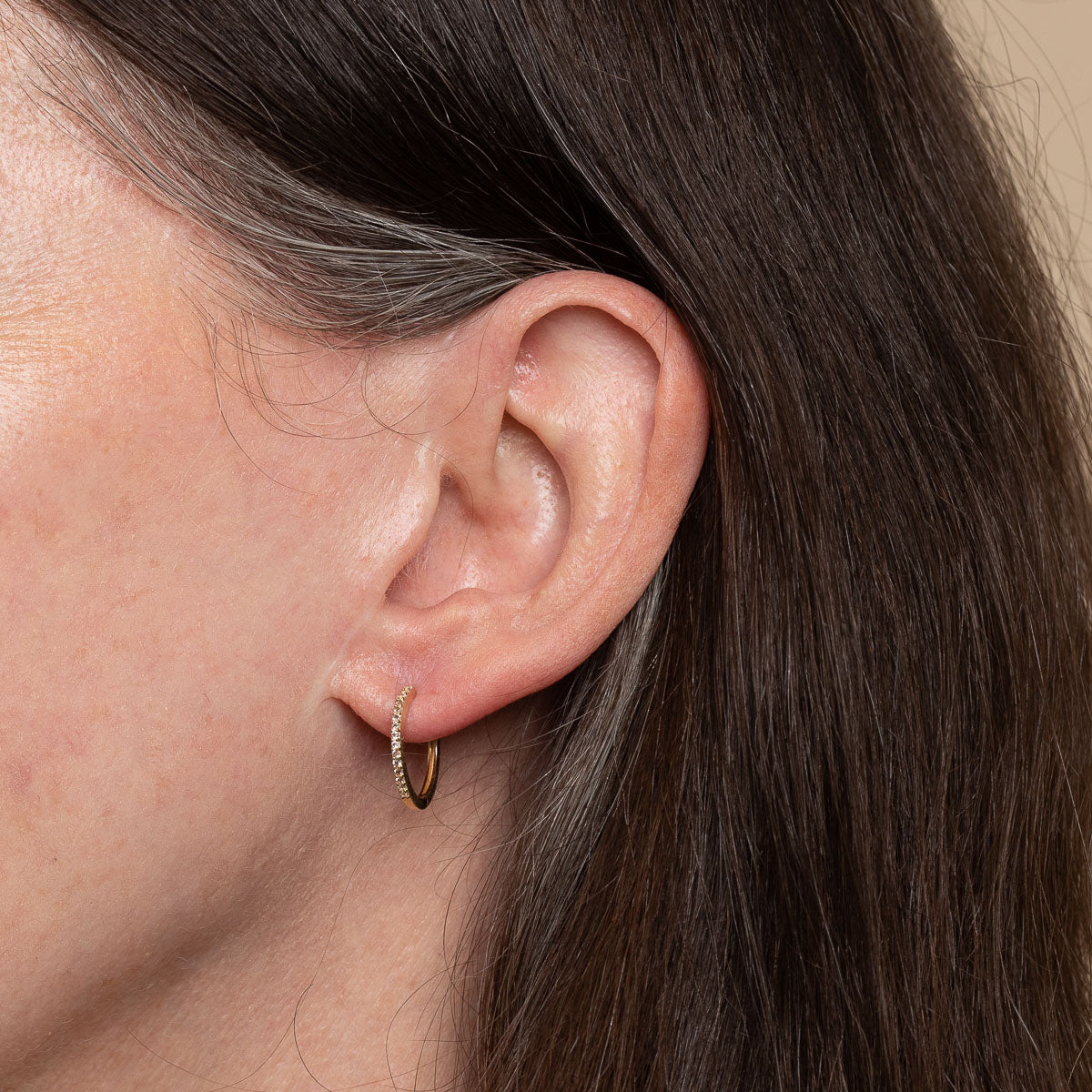 April White Topaz - Topaz 12mm Hoops in Solid Gold - Hoop Earrings - Astrid & Miyu