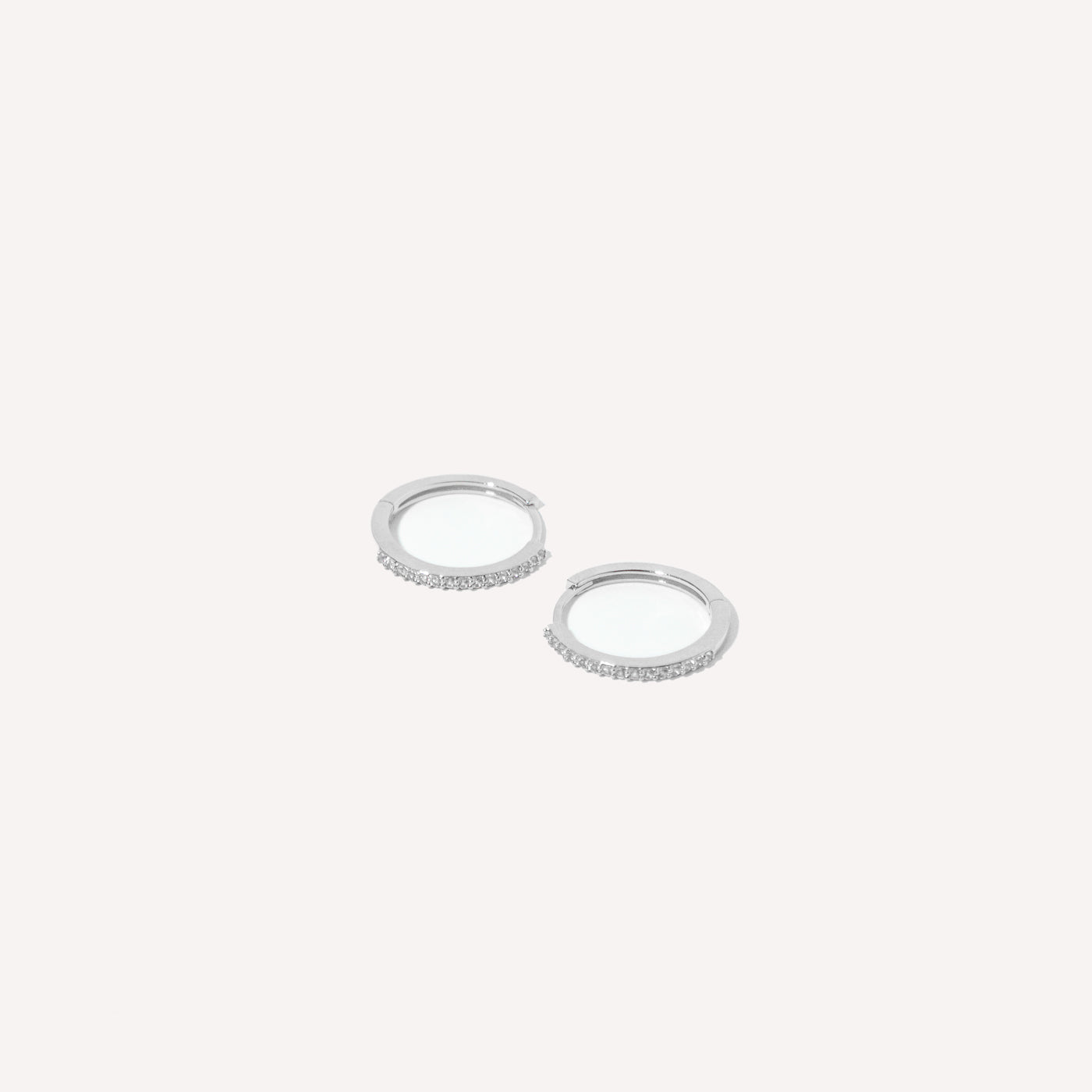 April White Topaz - Topaz 12mm Hoops in Solid White Gold - Hoop Earrings - Astrid & Miyu
