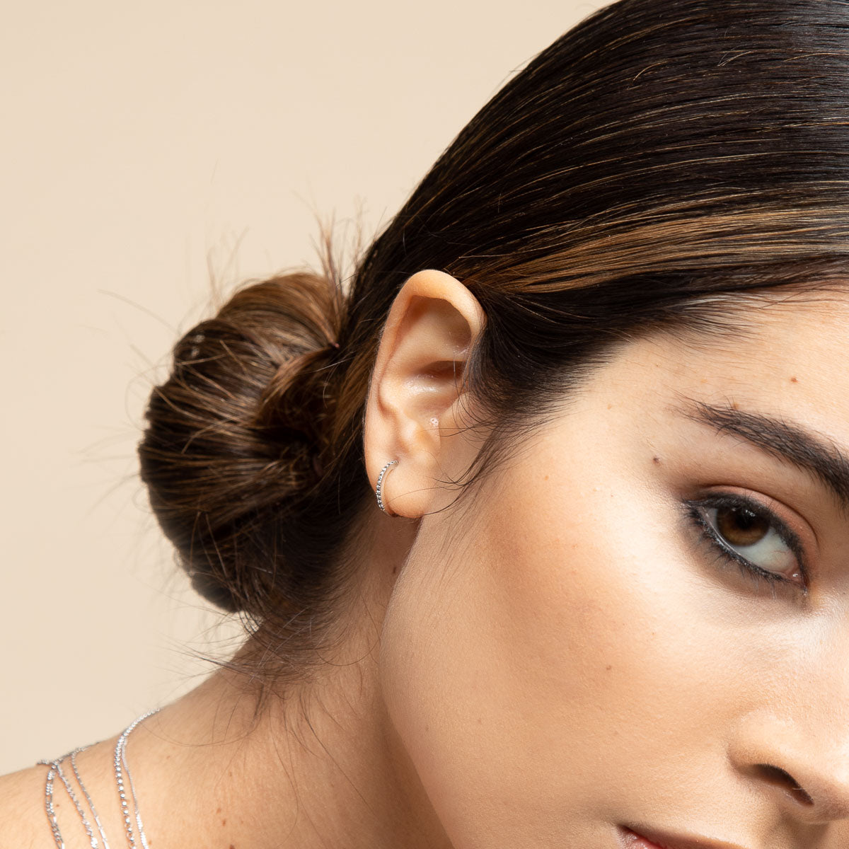 April White Topaz - Topaz 12mm Hoops in Solid White Gold - Hoop Earrings - Astrid & Miyu