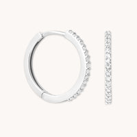April White Topaz - Topaz 12mm Hoops in Solid White Gold - Hoop Earrings - Astrid & Miyu