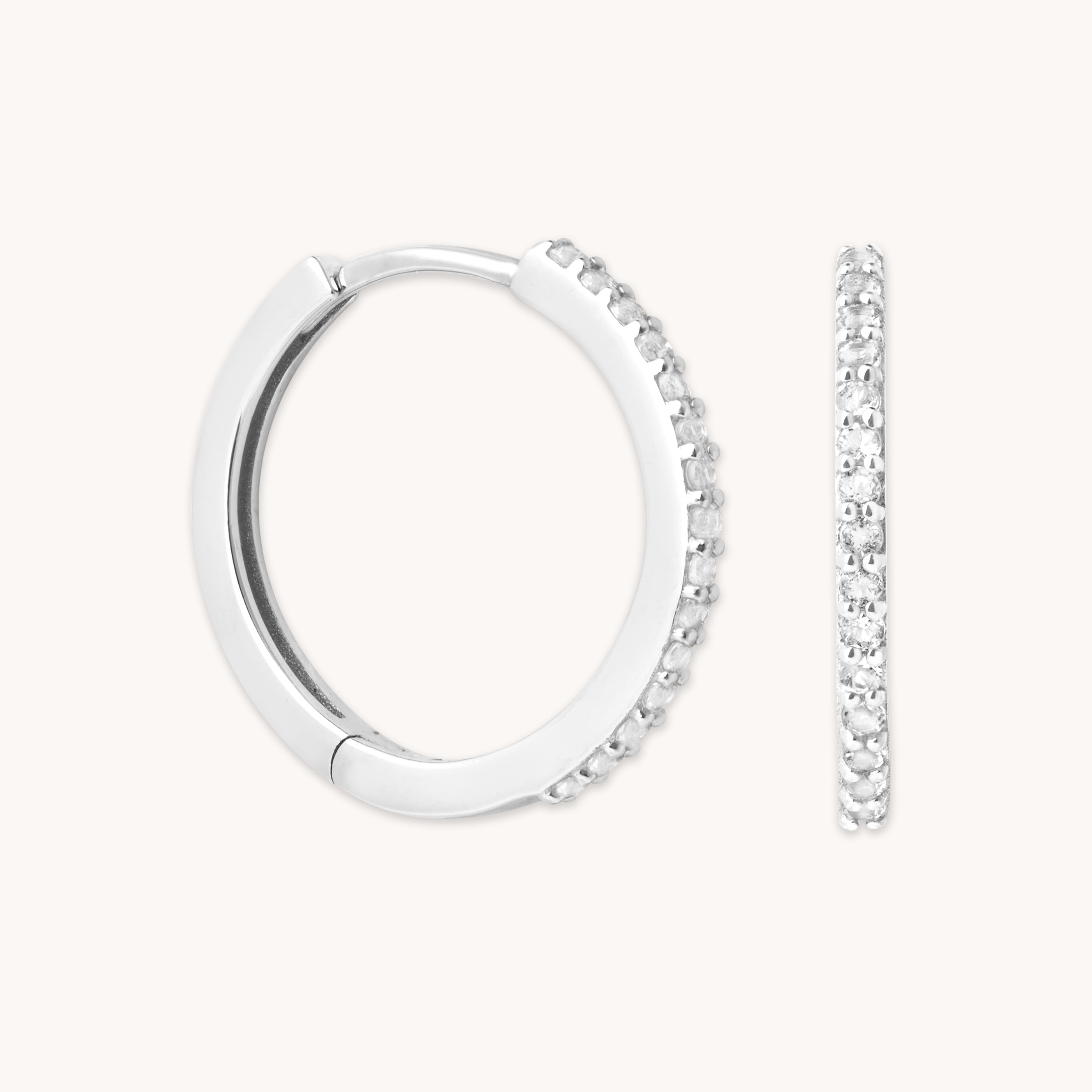 April White Topaz - Topaz 12mm Hoops in Solid White Gold - Hoop Earrings - Astrid & Miyu