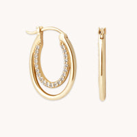 April White Topaz - Duo Topaz Hoops in Solid Gold - Hoop Earrings - Astrid & Miyu