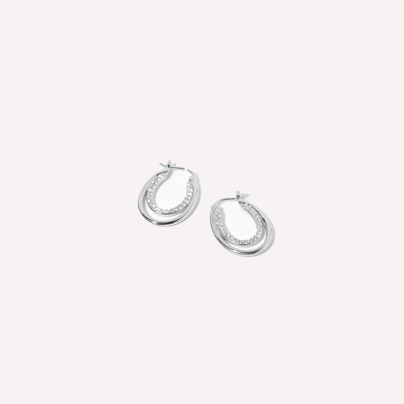 April White Topaz - Duo Topaz Hoops in Solid White Gold - Hoop Earrings - Astrid & Miyu