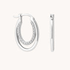 April White Topaz - Duo Topaz Hoops in Solid White Gold - Hoop Earrings - Astrid & Miyu