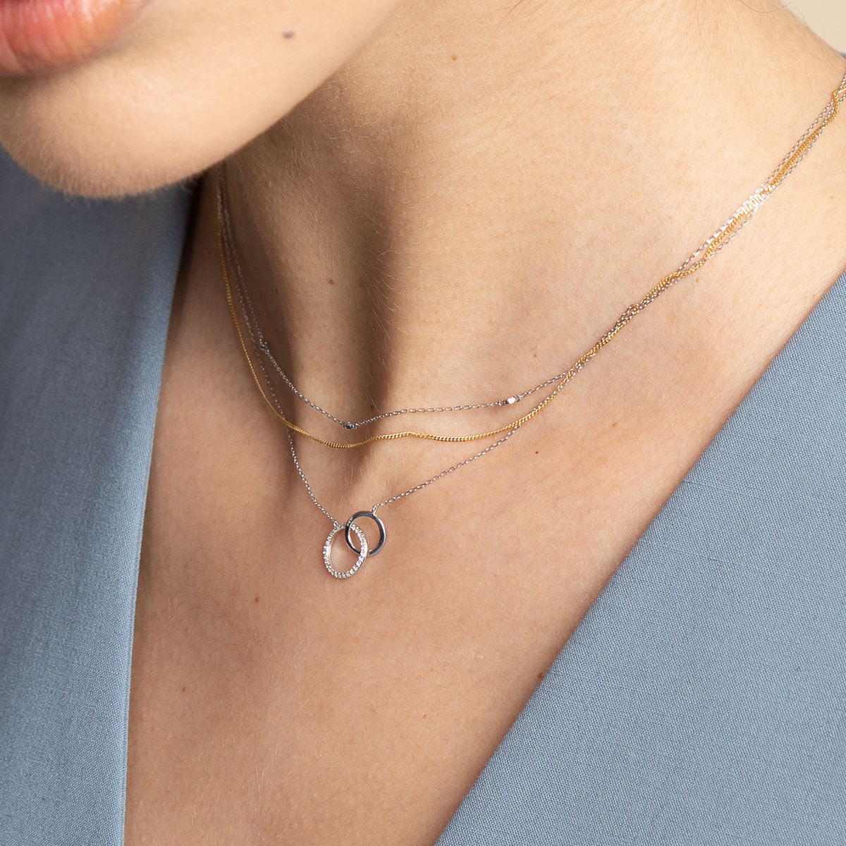 April White Topaz - Orbit Topaz Necklace in Solid White Gold - Pendant Necklace - Astrid & Miyu