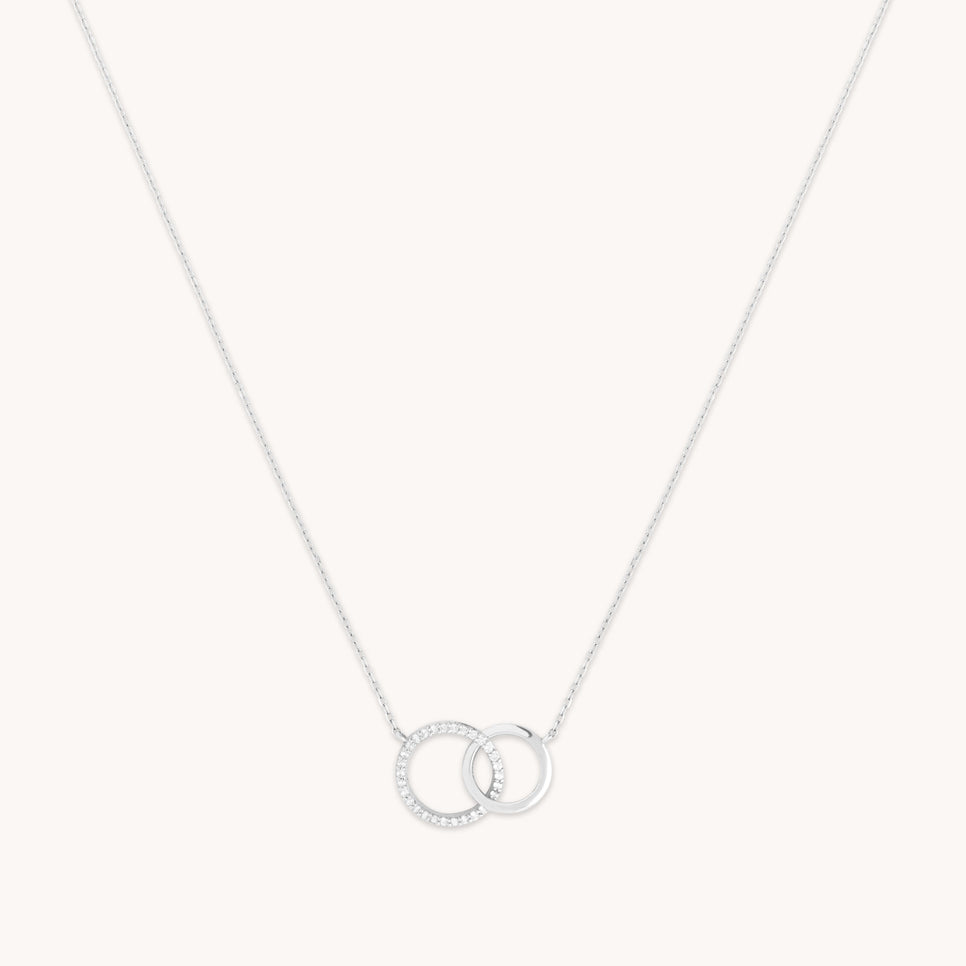April White Topaz - Orbit Topaz Necklace in Solid White Gold - Pendant Necklace - Astrid & Miyu