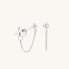 April White Topaz - Topaz Chain Stud Earrings in Solid White Gold - Stud Earrings - Astrid & Miyu