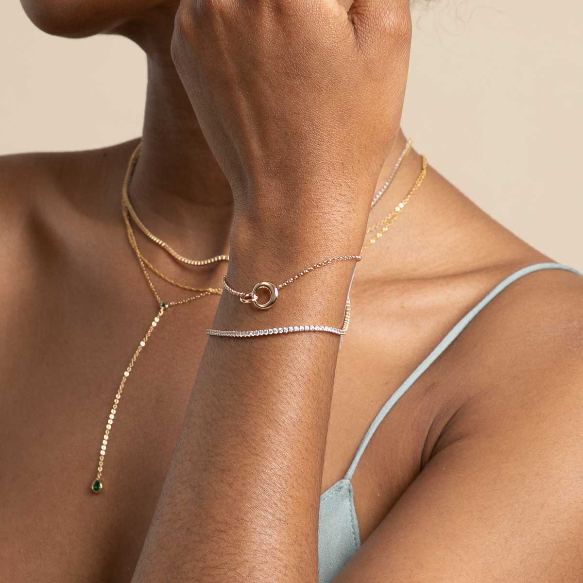 18k Gold Plated Jewellery - Dome Link Bracelet in Gold - Chain Bracelets - Astrid & Miyu