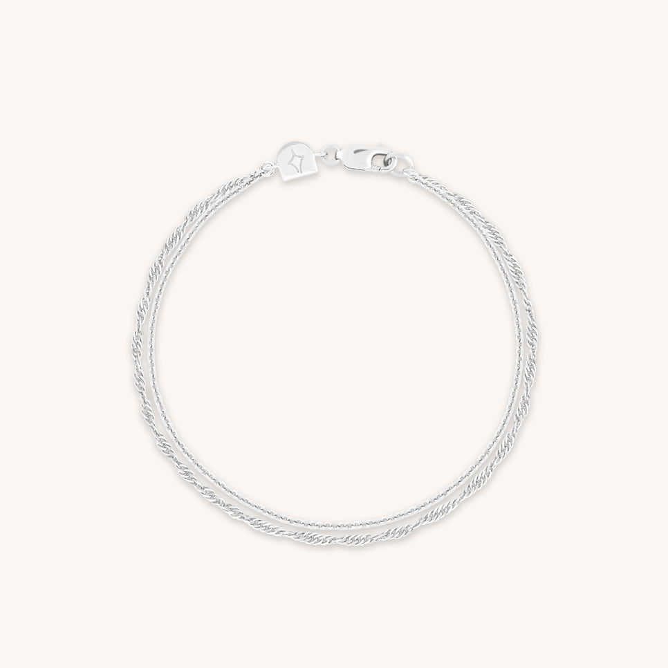 Bracelets - Illusion Twist Double Chain Bracelet in Silver - Chain Bracelet - Astrid & Miyu