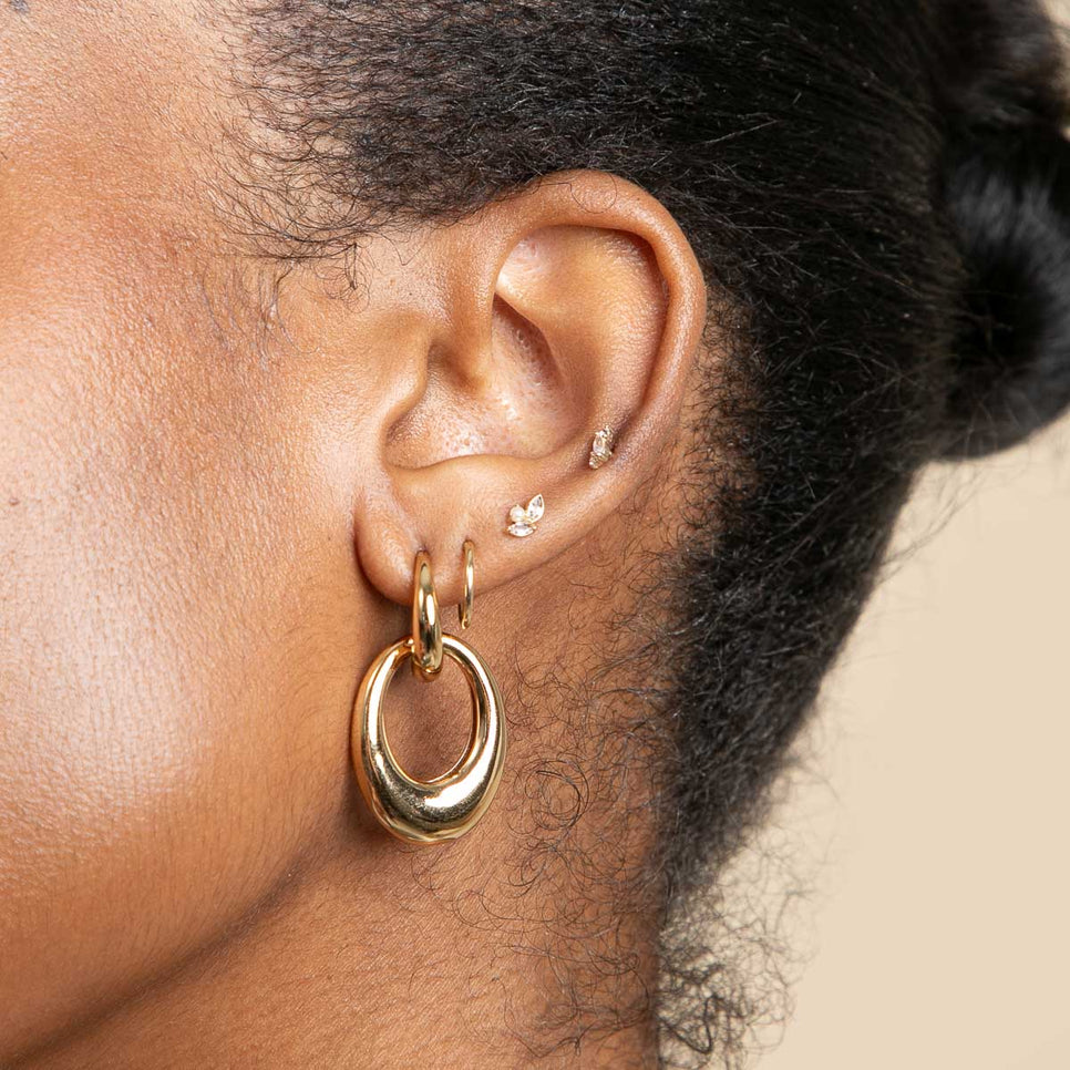 18k Gold Plated Jewellery - Dome Link Hoops in Gold - Hoop Earrings - Astrid & Miyu