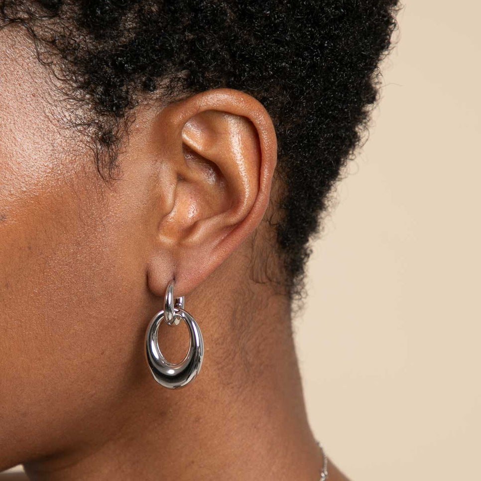 Earrings - Dome Link Hoops in Silver - Hoop Earrings - Astrid & Miyu