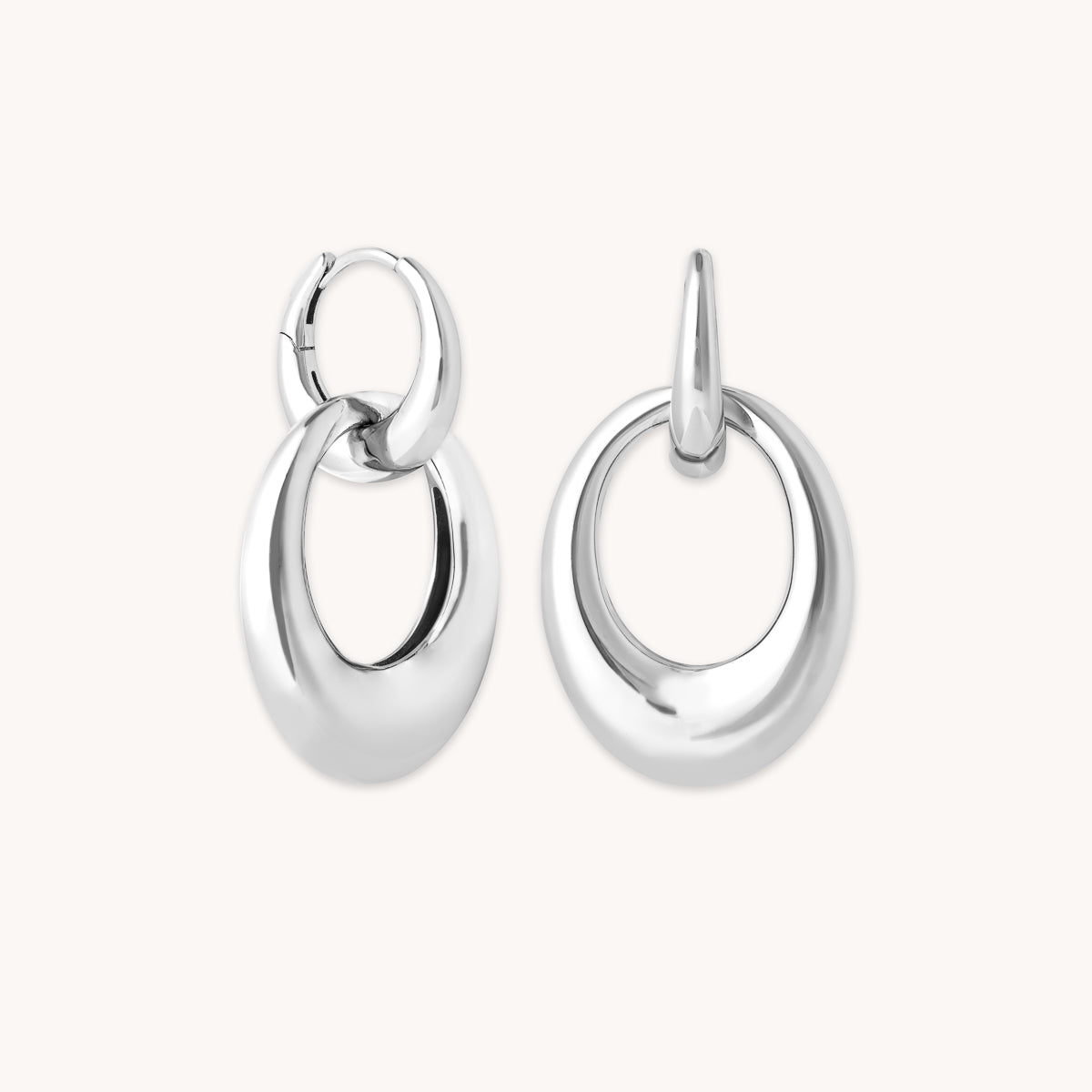 Earrings - Dome Link Hoops in Silver - Hoop Earrings - Astrid & Miyu