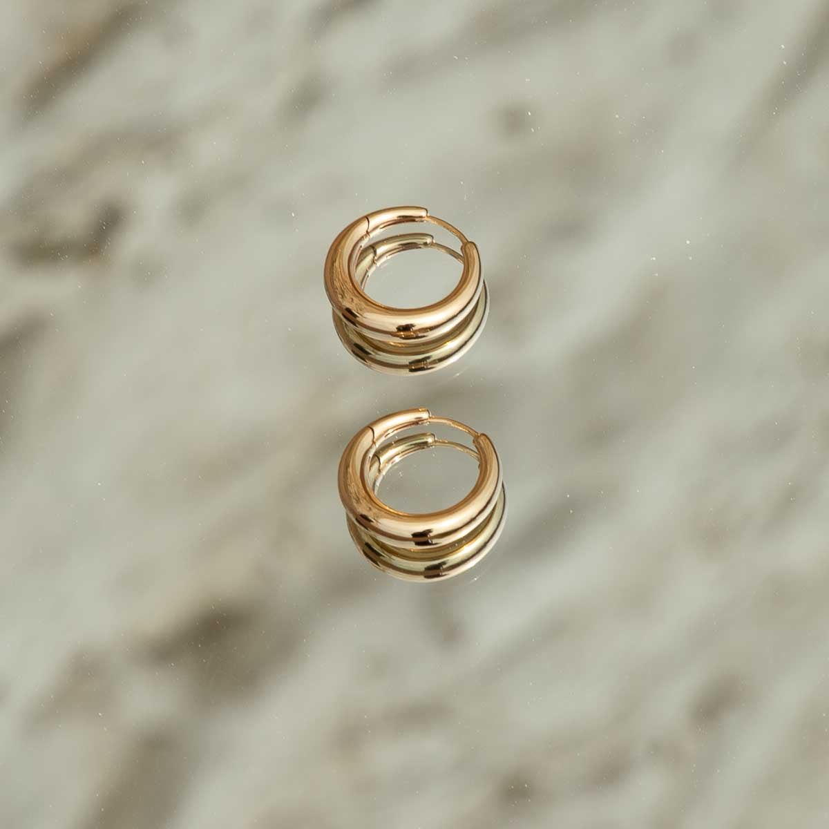 18k Gold Plated Jewellery - Dome Hoops in Gold - Hoop Earrings - Astrid & Miyu