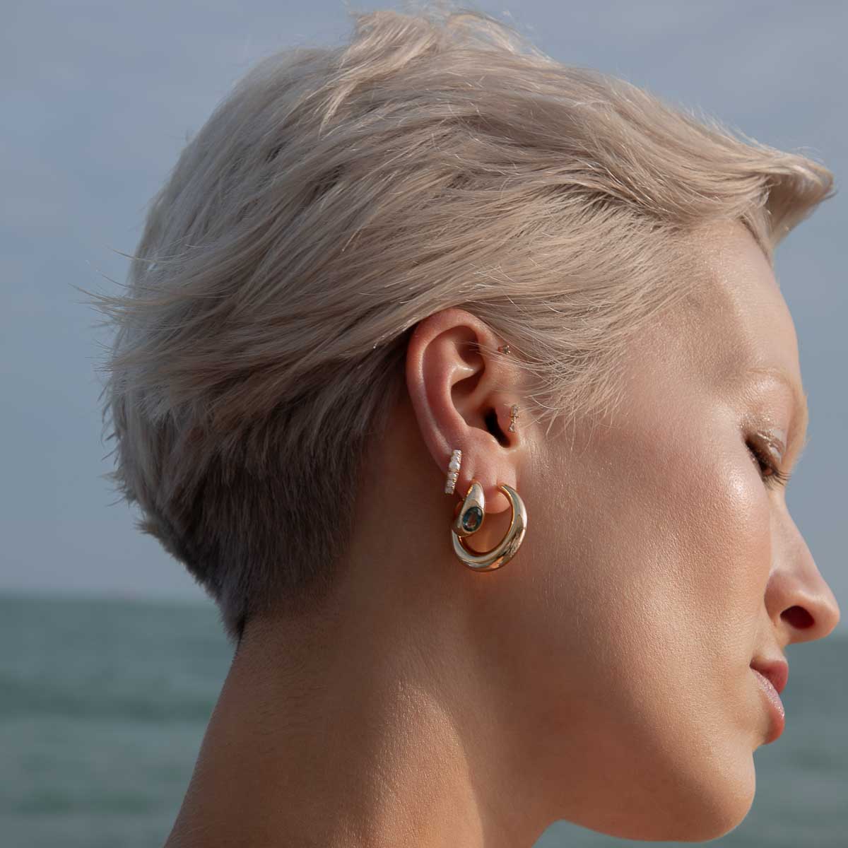 18k Gold Plated Jewellery - Dome Hoops in Gold - Hoop Earrings - Astrid & Miyu