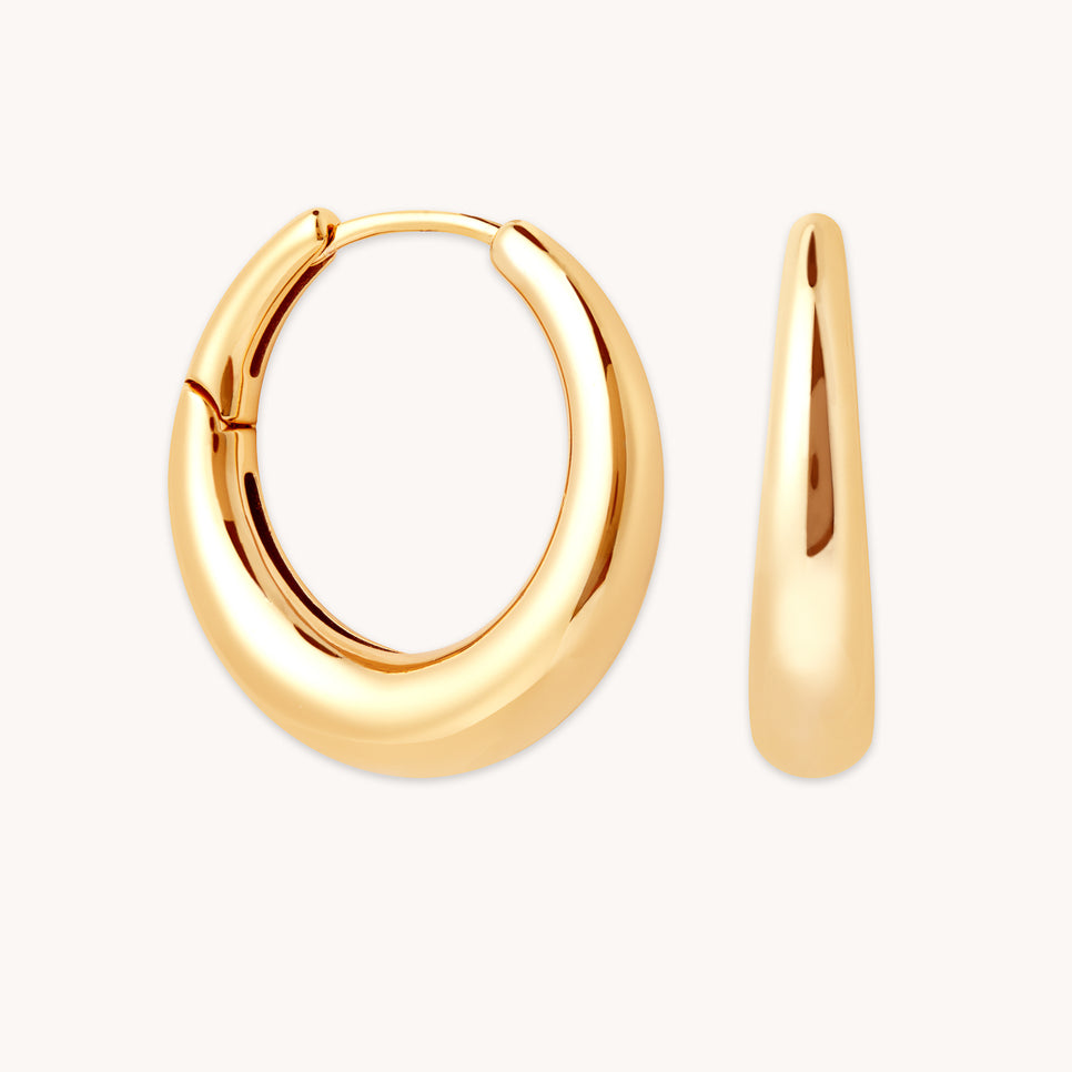 18k Gold Plated Jewellery - Dome Hoops in Gold - Hoop Earrings - Astrid & Miyu