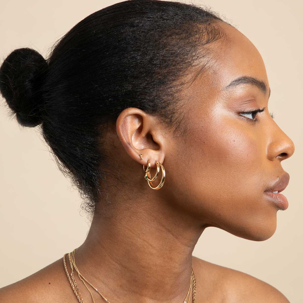 18k Gold Plated Jewellery - Illusion Dome Hoops in Gold - Hoop Earrings - Astrid & Miyu