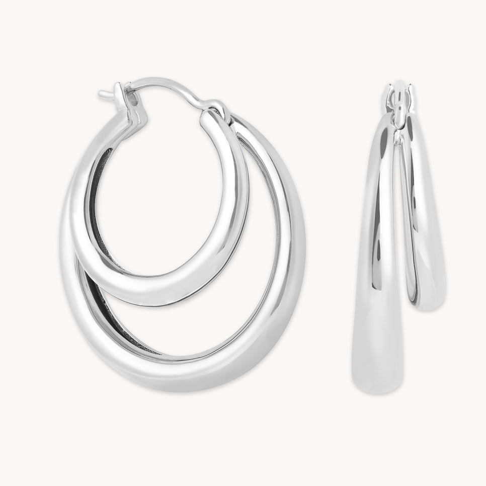 Earrings - Illusion Dome Hoops in Silver - Hoop Earrings - Astrid & Miyu