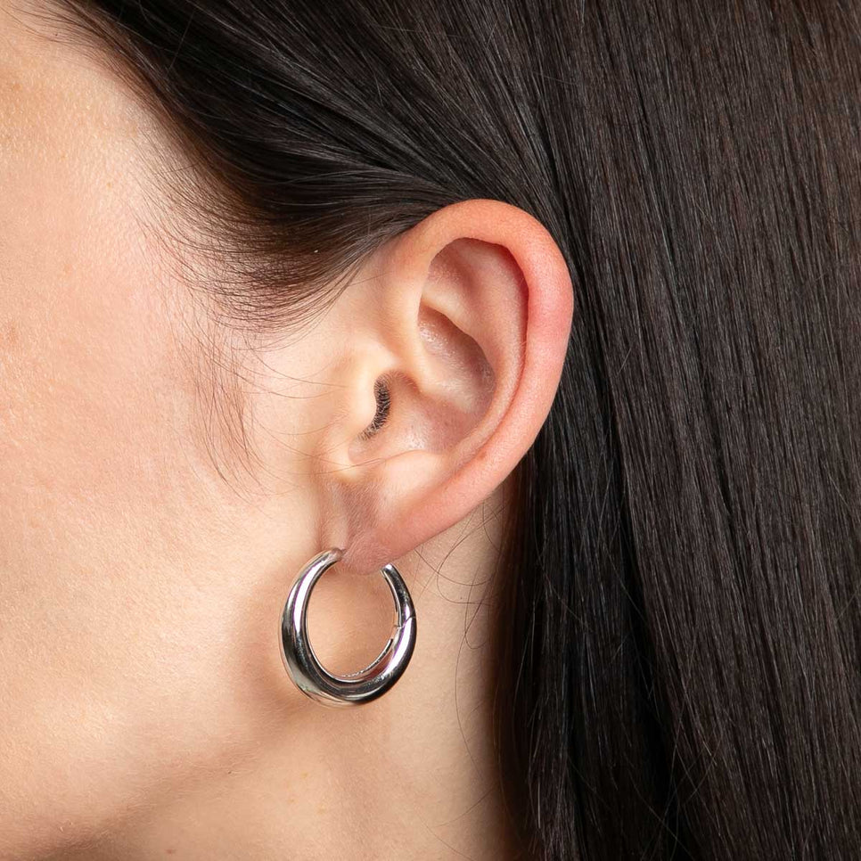 Earrings - Dome Hoops in Silver - Hoop Earrings - Astrid & Miyu