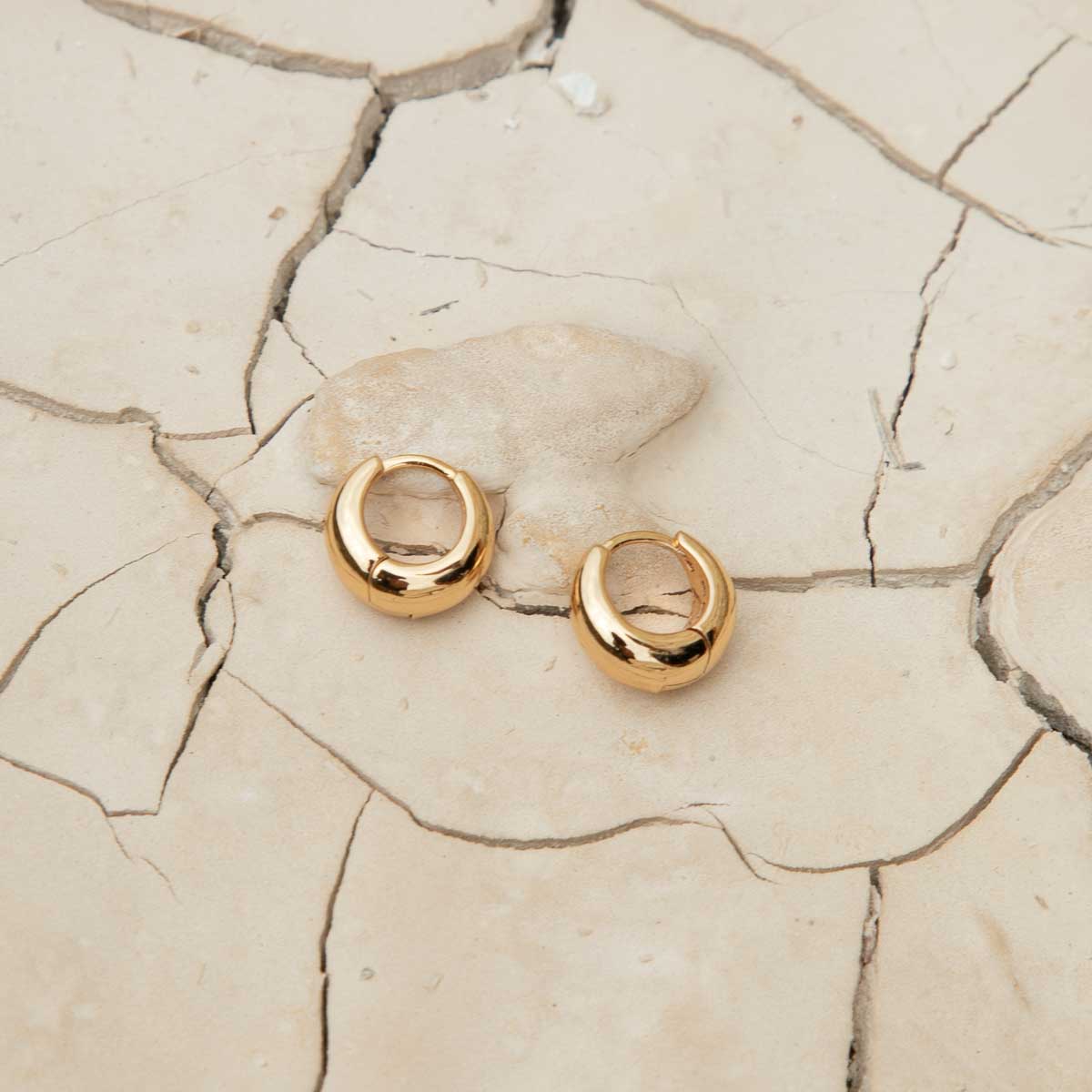 18k Gold Plated Jewellery - Dome Huggies in Gold - Huggies - Astrid & Miyu