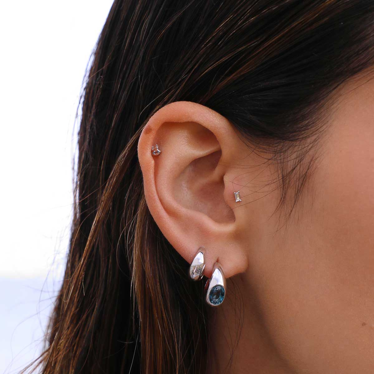 Earrings - Dome Huggies in Silver - Huggies - Astrid & Miyu