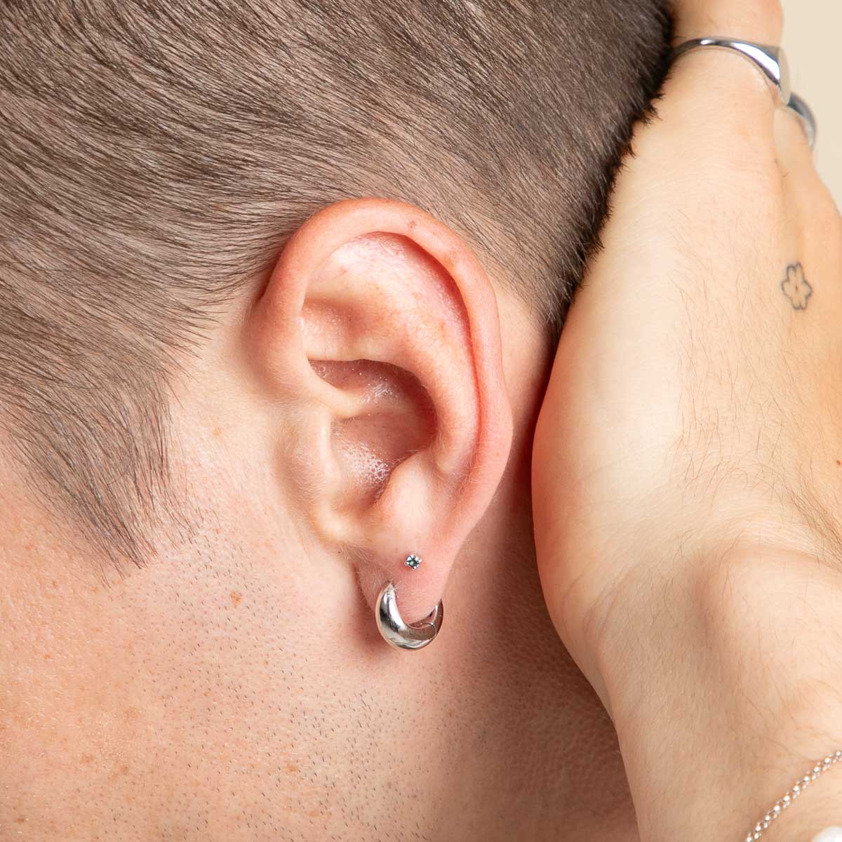 Earrings - Dome Huggies in Silver - Huggies - Astrid & Miyu