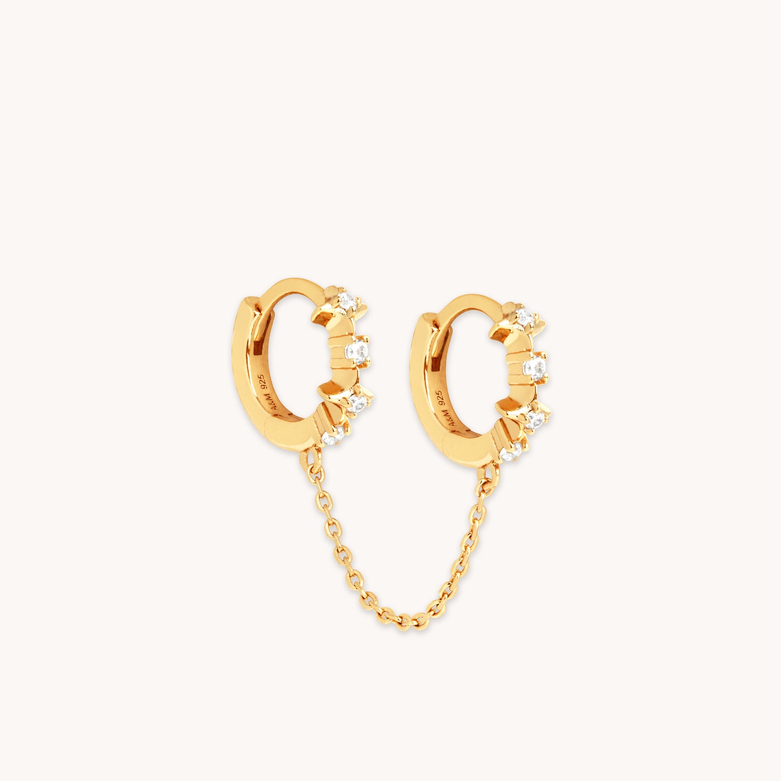18k Gold Plated Jewellery - Cosmic Star Chain Huggies in Gold - Huggies - Astrid & Miyu