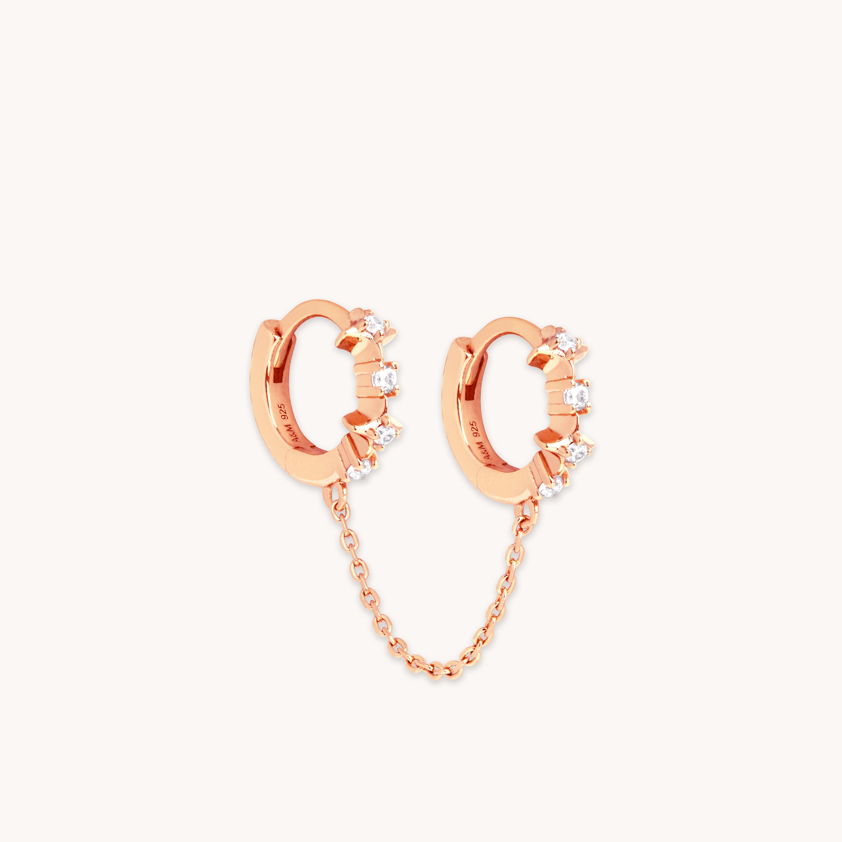 18k Rose Gold Plated Jewellery - Cosmic Star Chain Huggies in Rose Gold - Huggies - Astrid & Miyu
