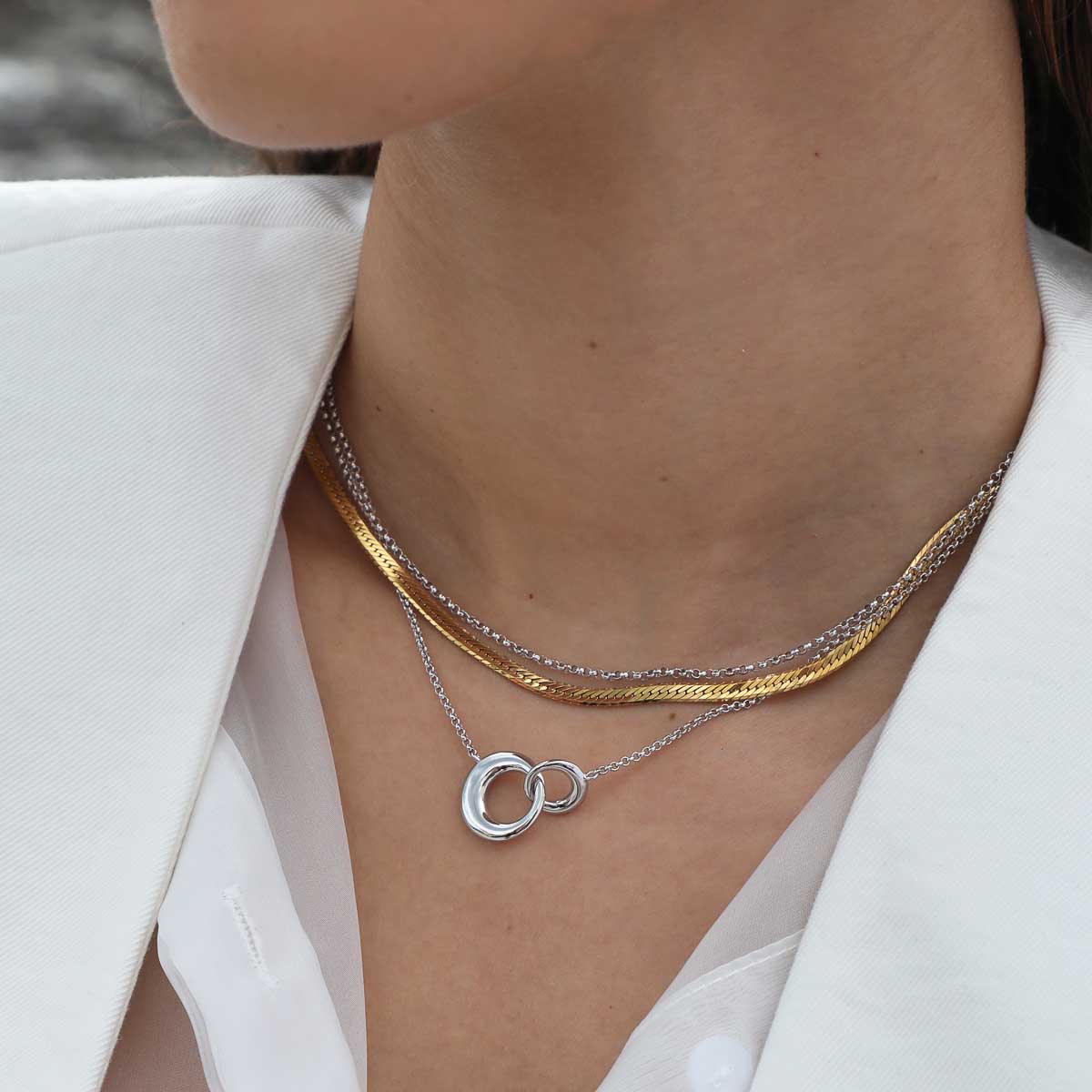 Necklaces & Bracelets - Dome Link Necklace in Silver - Pendant Necklace - Astrid & Miyu