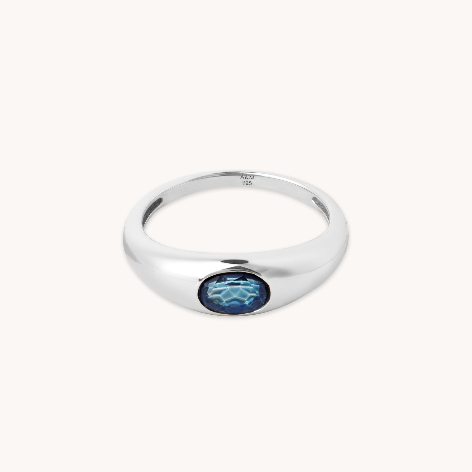 Blue Topaz Dome Ring in Silver - Rings - Astrid & Miyu