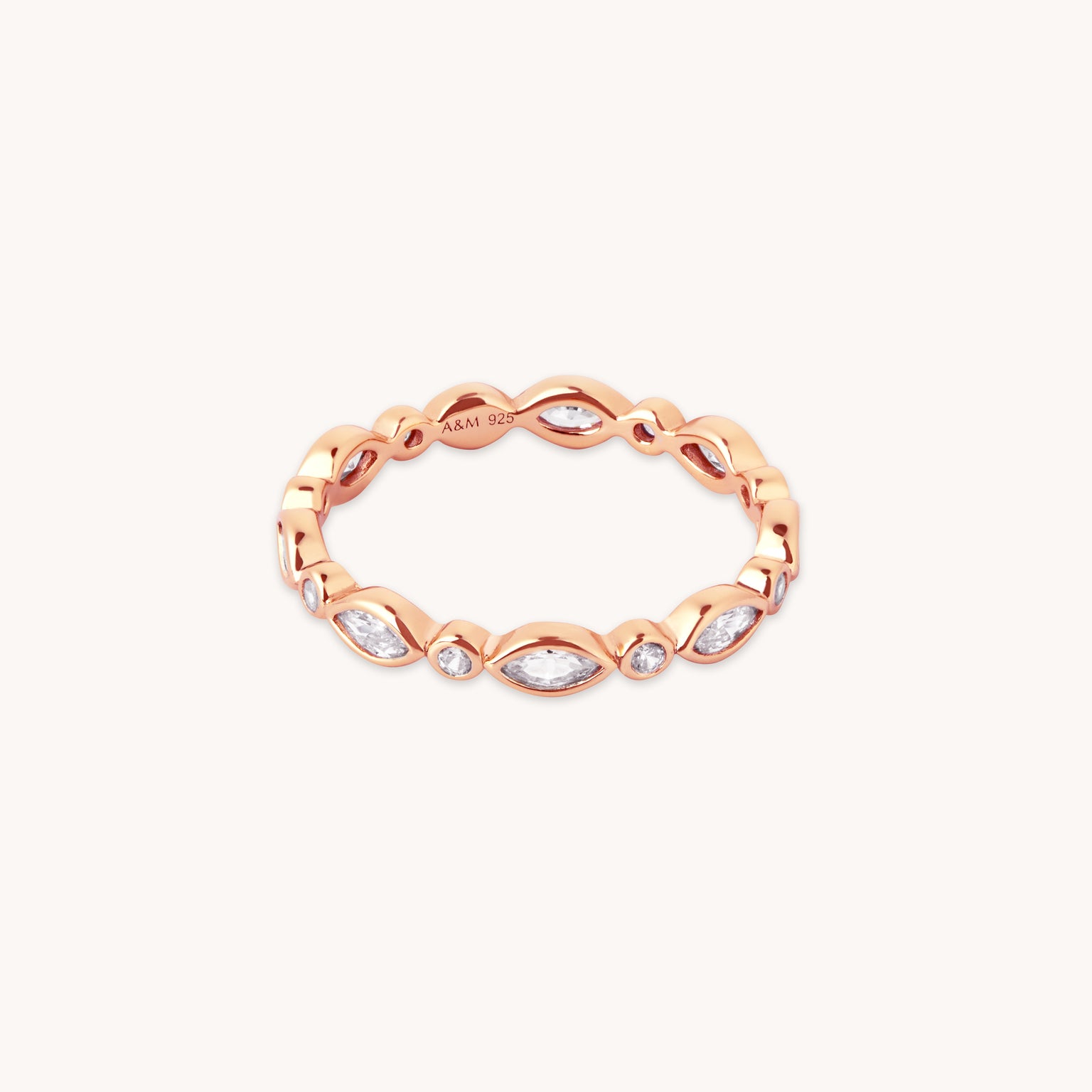 18k Rose Gold Plated Jewellery - Navette Crystal Band Ring in Rose Gold - Band Ring - Astrid & Miyu