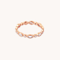 18k Rose Gold Plated Jewellery - Navette Crystal Band Ring in Rose Gold - Band Ring - Astrid & Miyu