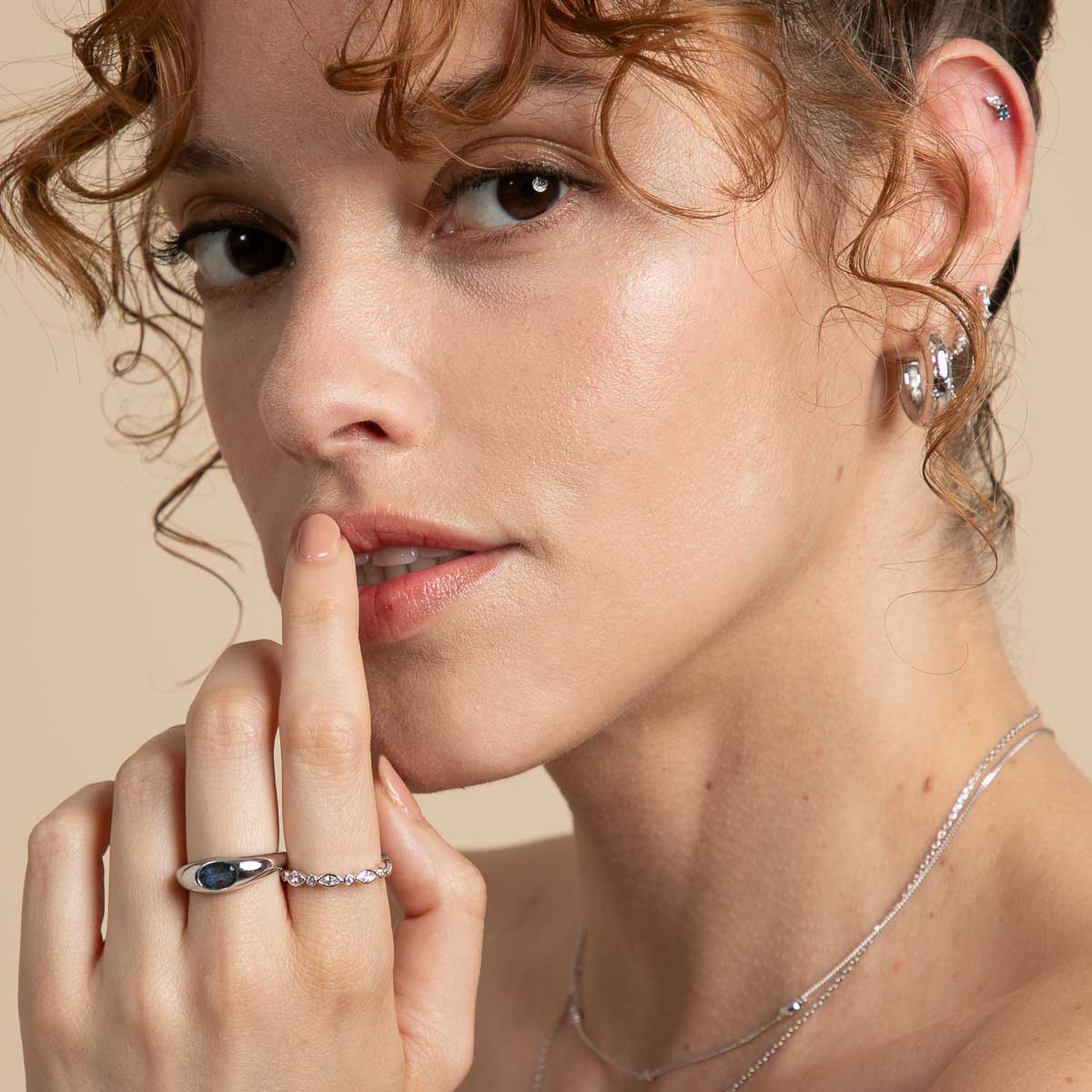 Crystal Collection - Navette Crystal Band Ring in Silver - Band Ring - Astrid & Miyu