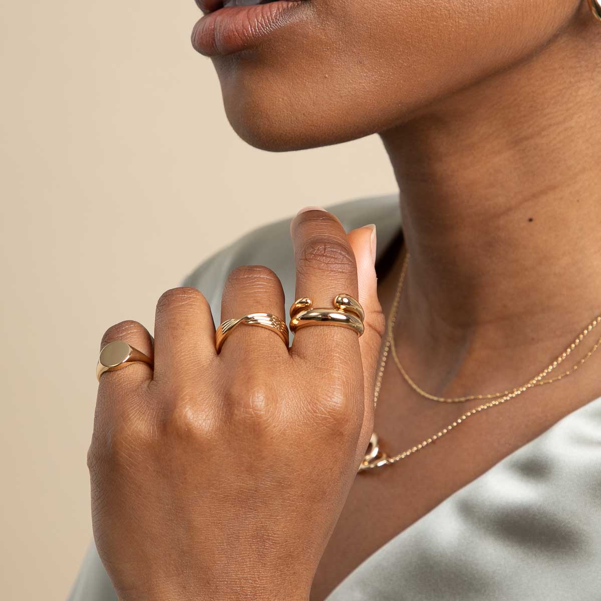 18k Gold Plated Jewellery - Molten Open Ring in Gold - Open Rings - Astrid & Miyu