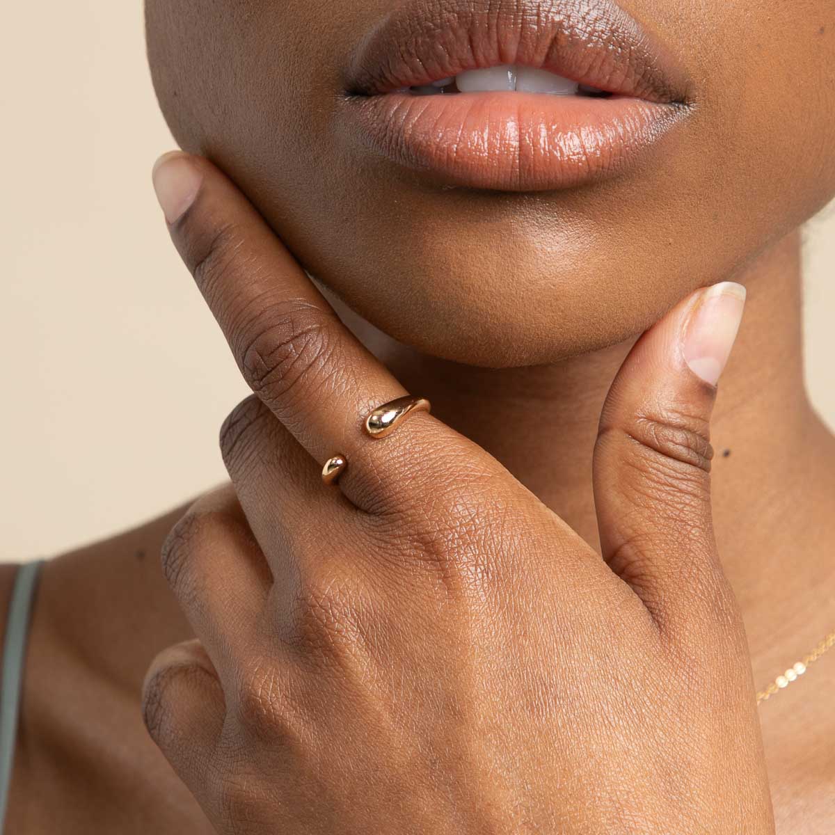 18k Gold Plated Jewellery - Molten Open Ring in Gold - Open Rings - Astrid & Miyu