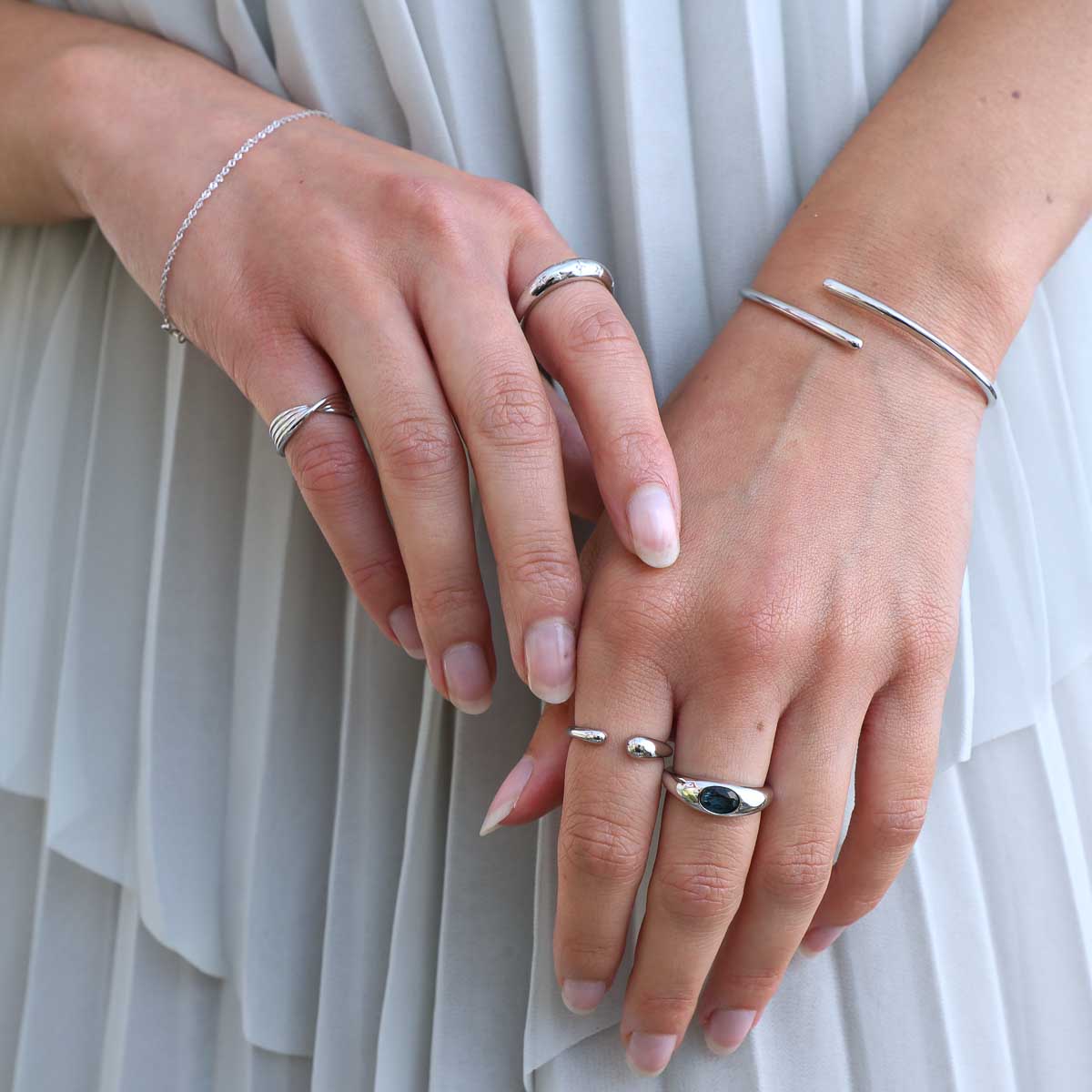 Essential Jewellery Collection - Molten Open Ring in Silver - Open Rings - Astrid & Miyu