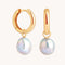 Tranquility Pearl Charm Hoops in Gold
