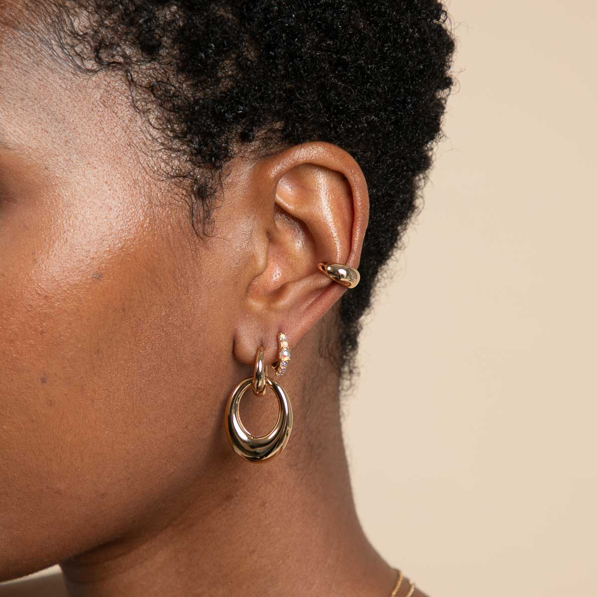 18k Gold Plated Jewellery - Moonstone Huggies in Gold - Huggies - Astrid & Miyu