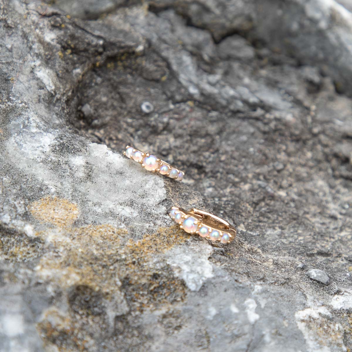 18k Gold Plated Jewellery - Moonstone Huggies in Gold - Huggies - Astrid & Miyu