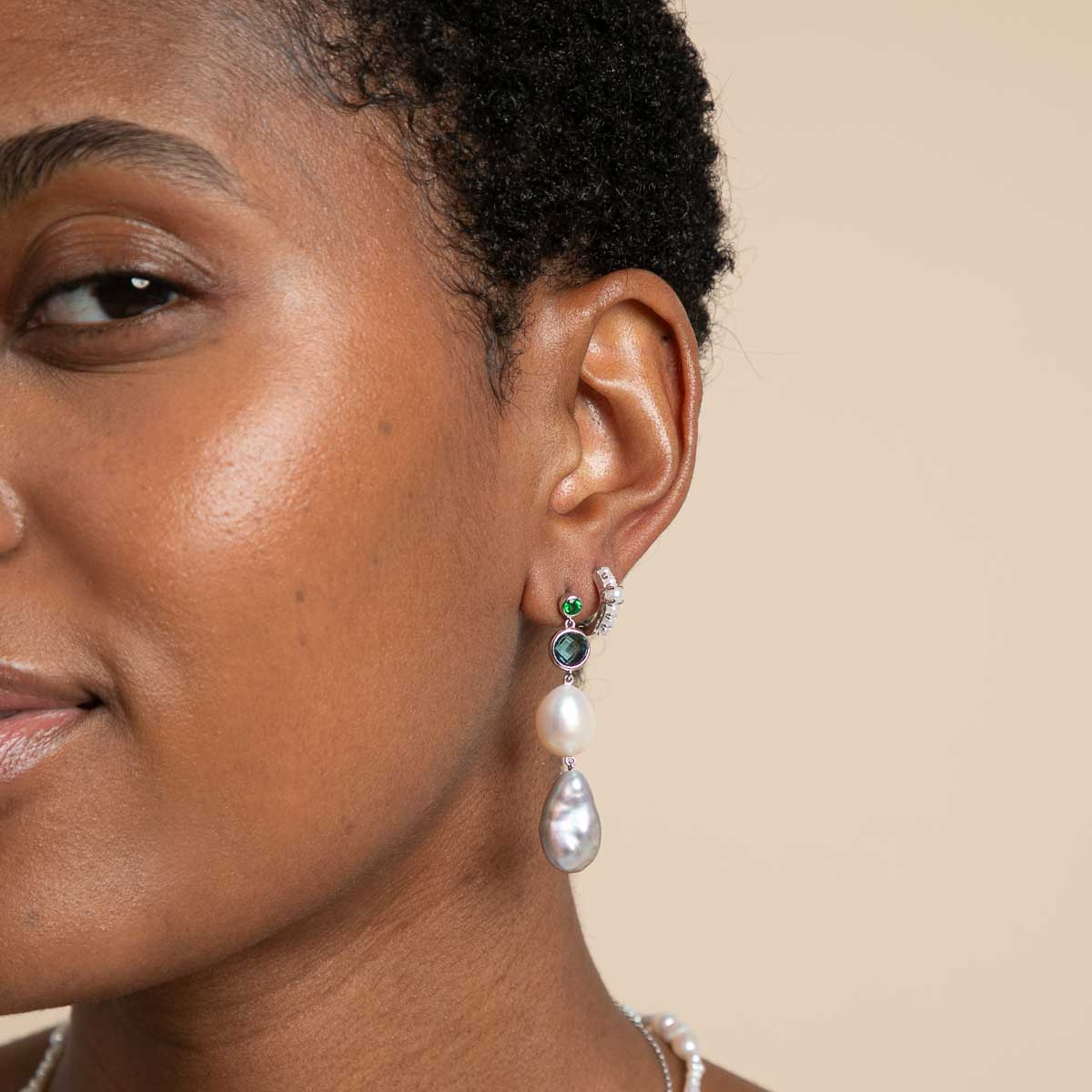 June Moonstone - Moonstone Huggies in Silver - Huggies - Astrid & Miyu