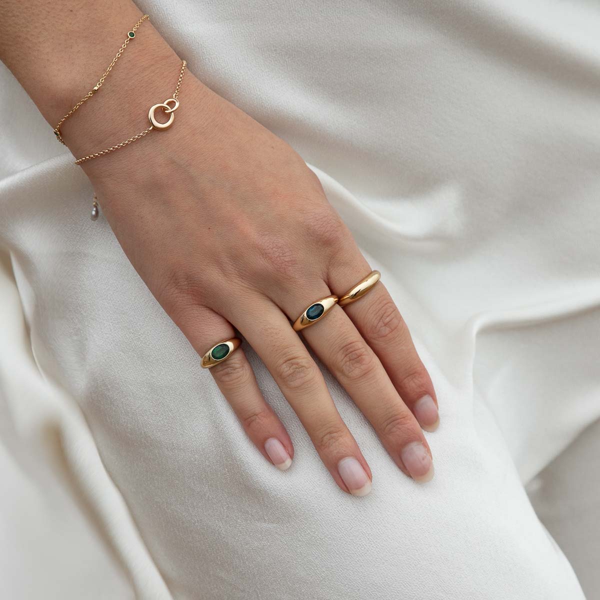 Green Topaz Dome Ring in Gold - Rings - Astrid & Miyu