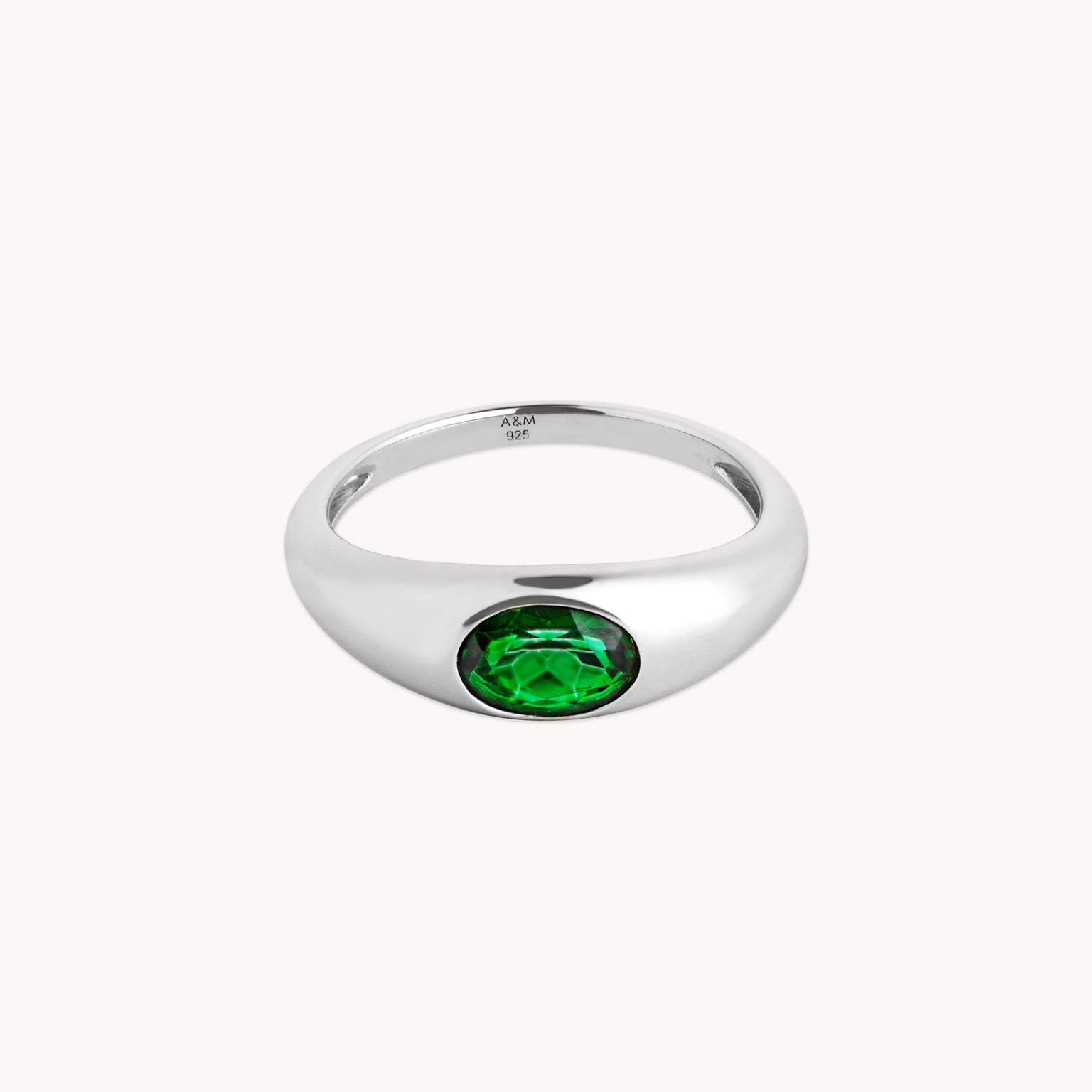 Green Topaz Dome Ring in Silver - Rings - Astrid & Miyu