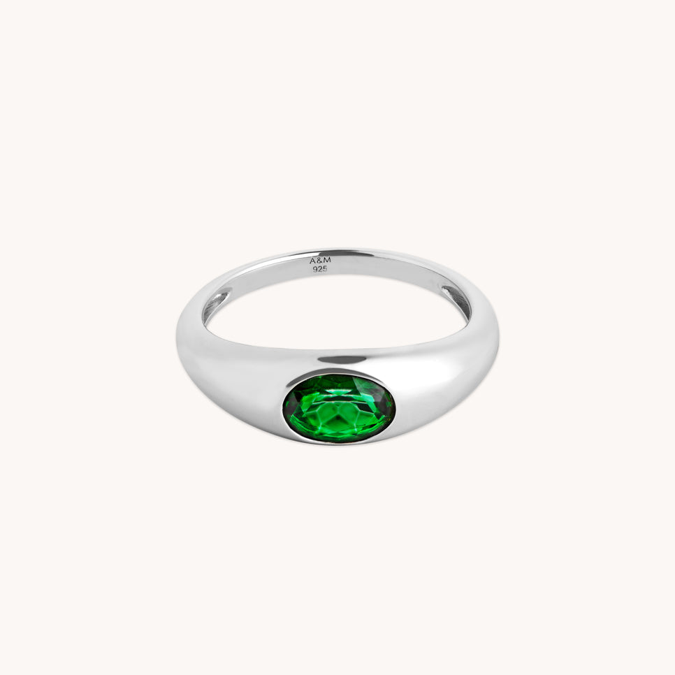 Green Topaz Dome Ring in Silver - Rings - Astrid & Miyu
