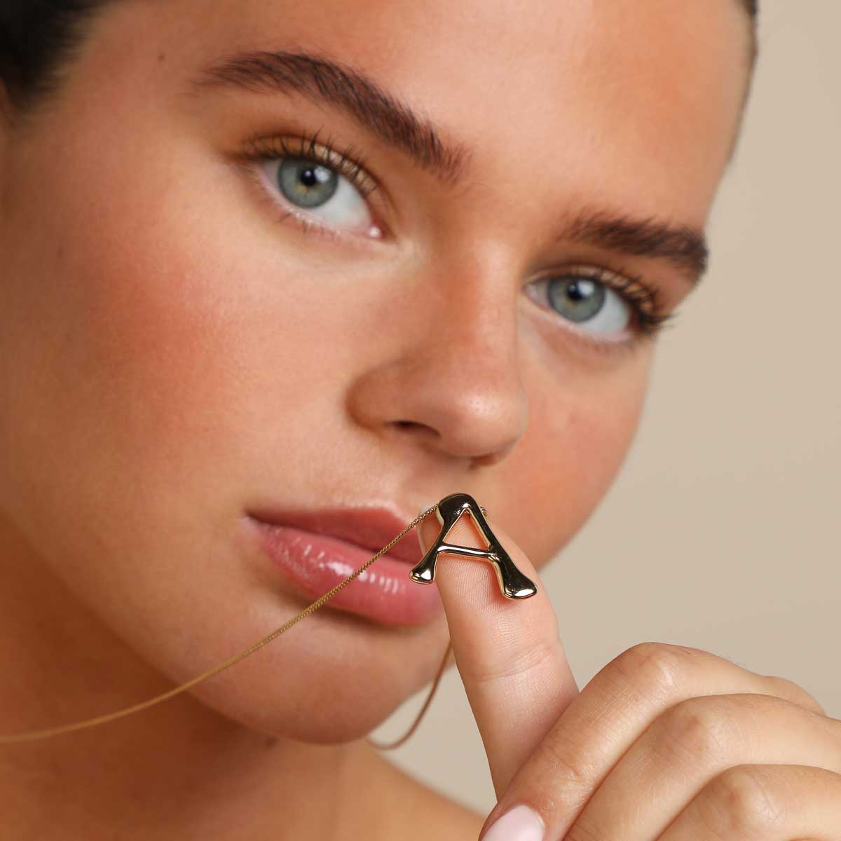 18k Gold Plated Jewellery - A Initial Bold Pendant Necklace in Gold - Pendant Necklace - Astrid & Miyu