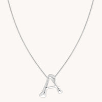 Graduation Gifts - A Initial Bold Pendant Necklace in Silver - Pendant Necklace - Astrid & Miyu