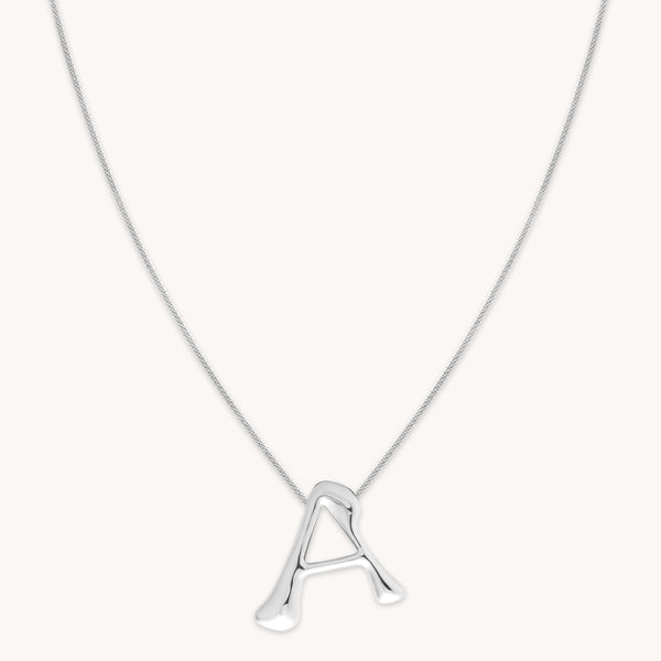 Graduation Gifts - A Initial Bold Pendant Necklace in Silver - Pendant Necklace - Astrid & Miyu