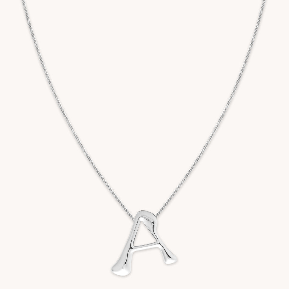 Graduation Gifts - A Initial Bold Pendant Necklace in Silver - Pendant Necklace - Astrid & Miyu