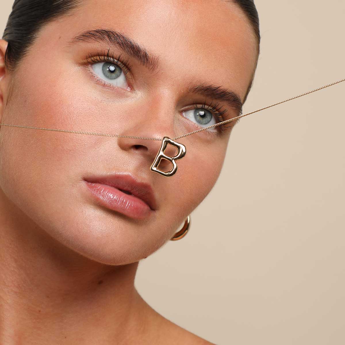 18k Gold Plated Jewellery - B Initial Bold Pendant Necklace in Gold - Pendant Necklace - Astrid & Miyu